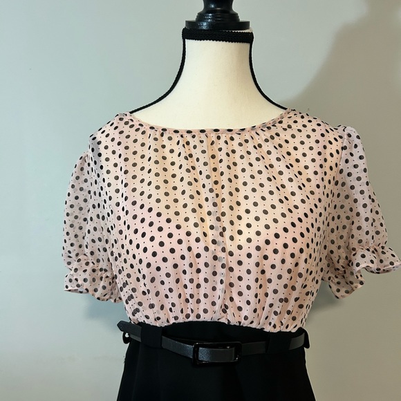 PRETTY IN PINK Sheer Polka Dot Midi Women's Sheath Dress 8P - Picture 10 of 11